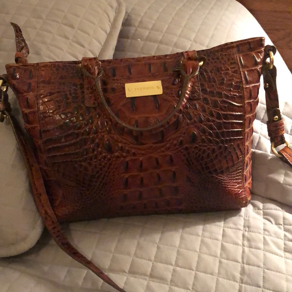 Brahmin “Croc Embossed” leather shoulder bag